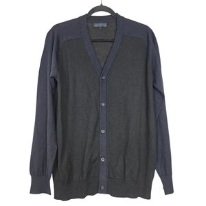 Patrick Assaraf fine knit merino wool color block Cardigan Men's